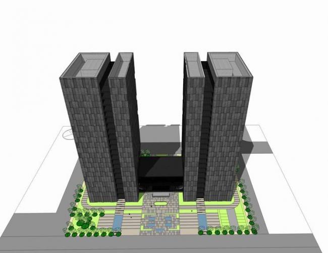 Sketchup酒店模型|高层办公楼，写字楼，现代风格，SOHO式酒店