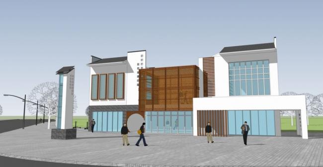 Sketchup商业模型|多层会所，商业建筑，新中式风格