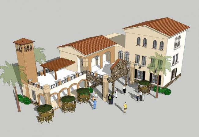 Sketchup商业模型|多层商业楼，商业街，地中海风格会所带，西班牙风格