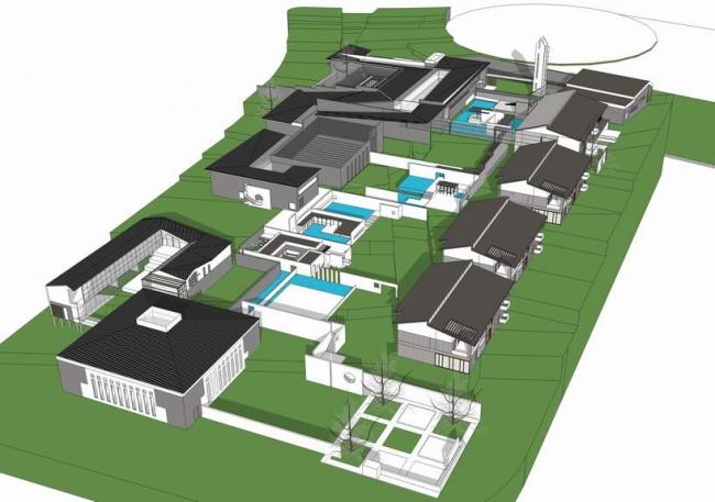 Sketchup办公模型|小型办公楼，低层办公楼，新中式风格，科研园区