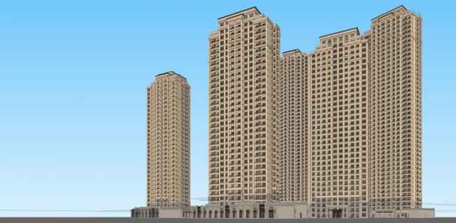 Sketchup住宅模型|高层住宅小区，现代风格，居住建筑