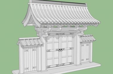 Sketchup小品模型|中式大门，古建-BIM建筑网