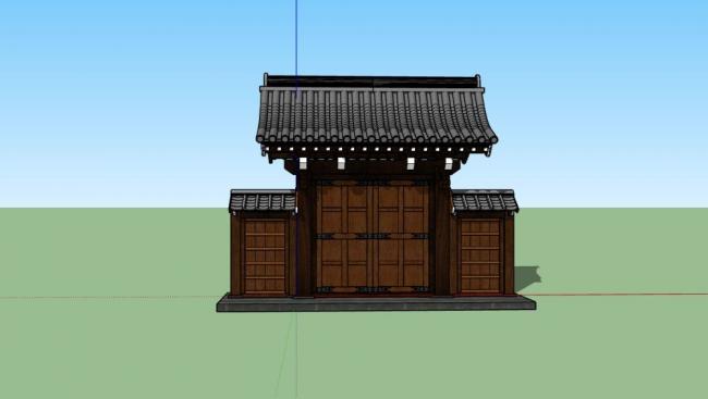 Sketchup小品模型|中式大门，古建