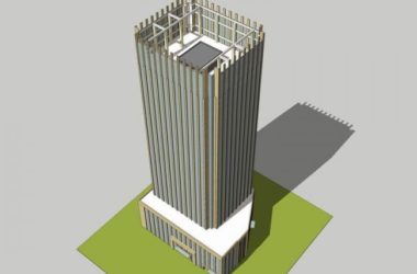 Sketchup办公模型|高层办公楼，写字楼，现代风格，竖向线条-BIM建筑网