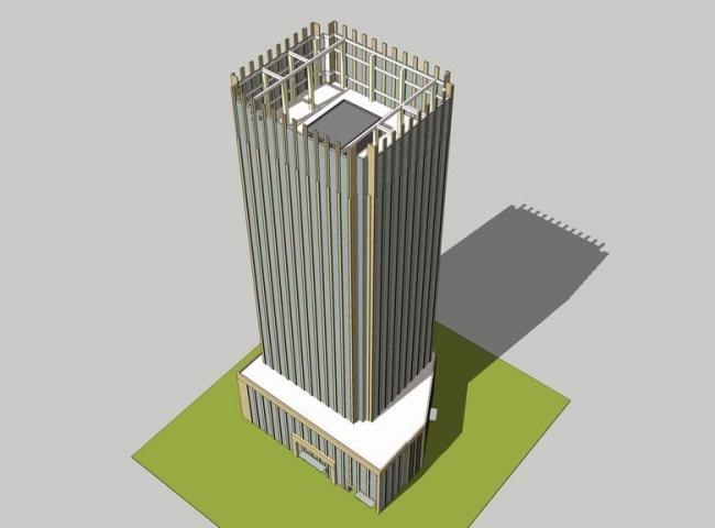 Sketchup办公模型|高层办公楼，写字楼，现代风格，竖向线条