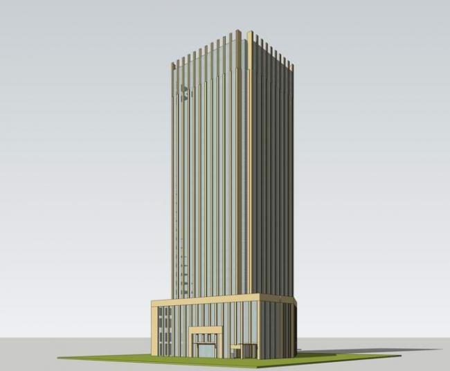 Sketchup办公模型|高层办公楼，写字楼，现代风格，竖向线条