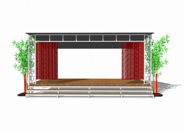 Sketchup小品模型|户外舞台，室外舞台，小剧场