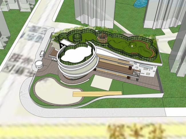 Sketchup学校模型|多层幼儿园，学校，教育建筑，现代风格