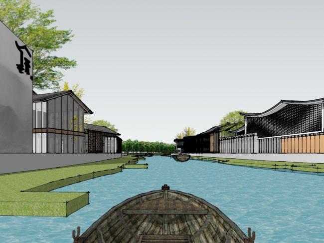 Sketchup商业模型|多层售楼处，商业建筑，新中式风格