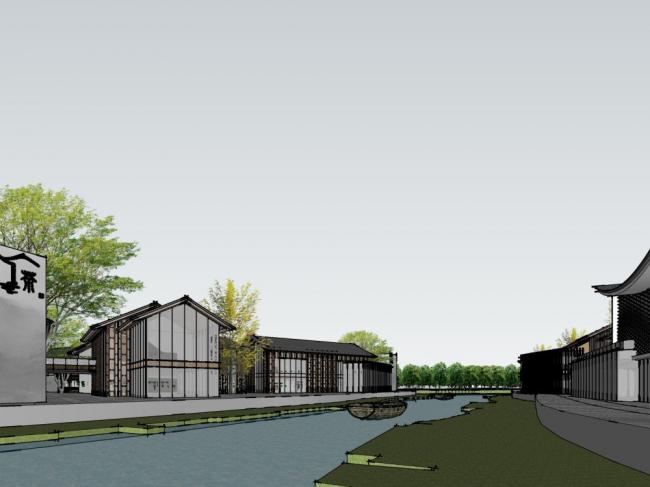 Sketchup商业模型|多层售楼处，商业建筑，新中式风格