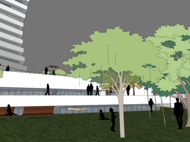 Sketchup综合体模型|多层高层混合商业综合体，现代风格，商业裙房，办公