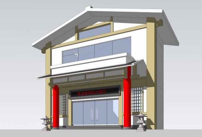 Sketchup素材模型|商业门头，中式风格