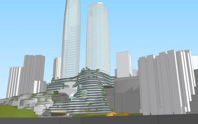 Sketchup综合体模型|高层商业街综合体，现代风格，商业裙房，办公酒店