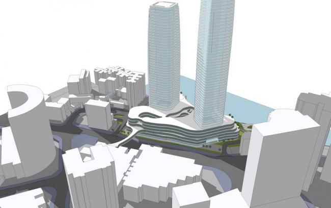 Sketchup综合体模型|高层商业街综合体，现代风格，商业裙房，办公酒店