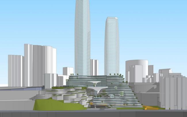 Sketchup综合体模型|高层商业街综合体，现代风格，商业裙房，办公酒店