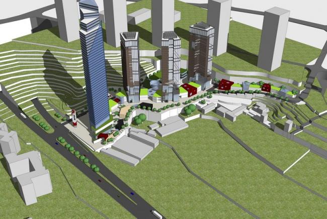 Sketchup综合体模型|超高层综合体，商业裙房，办公酒店，写字楼，高层公寓，现代风格