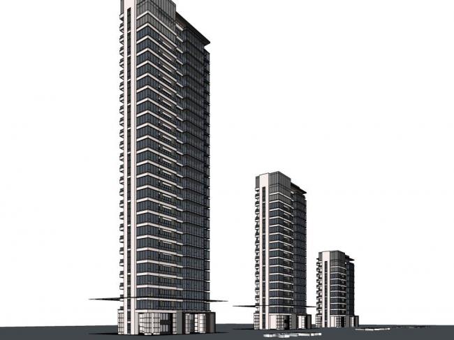 Sketchup住宅模型|高层住宅，现代风格，居住建筑