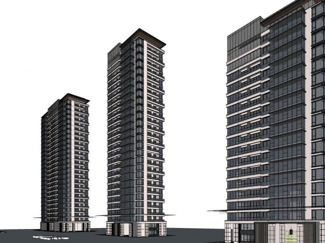Sketchup住宅模型|高层住宅，现代风格，居住建筑