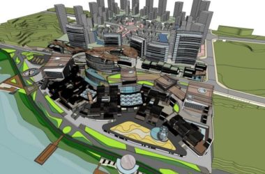 Sketchup综合体模型|高层商业综合体，现代风格，办公酒店，多层商业裙房-BIM建筑网