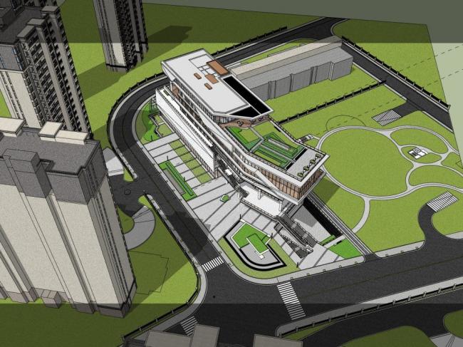 Sketchup文化模型|多层社区活动中心，现代风格，文化建筑