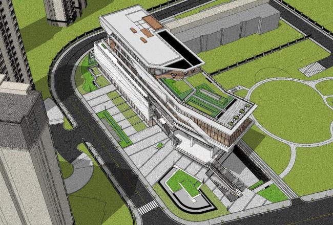 Sketchup文化模型|多层社区活动中心，现代风格，文化建筑