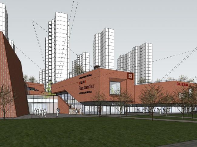 Sketchup商业模型|多层商业建筑，现代风格，商业街