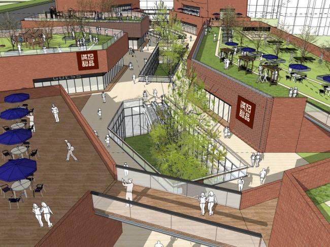 Sketchup商业模型|多层商业建筑，现代风格，商业街