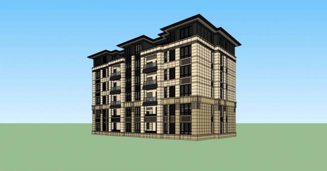 Sketchup住宅模型|多层花园洋房，居住建筑，新古典风格