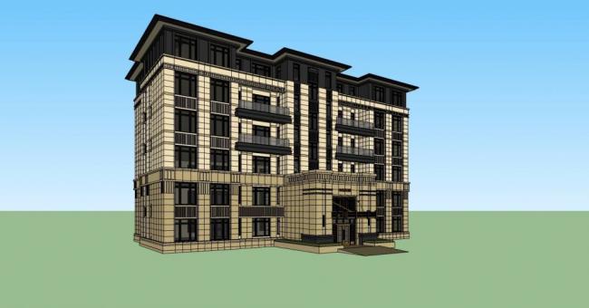 Sketchup住宅模型|多层花园洋房，居住建筑，新古典风格