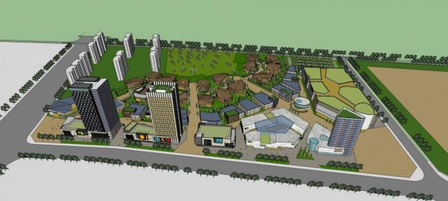 Sketchup综合体模型|高层商业综合体，现代风格，酒店办公，商业裙房