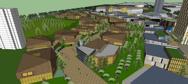 Sketchup综合体模型|高层商业综合体，现代风格，酒店办公，商业裙房