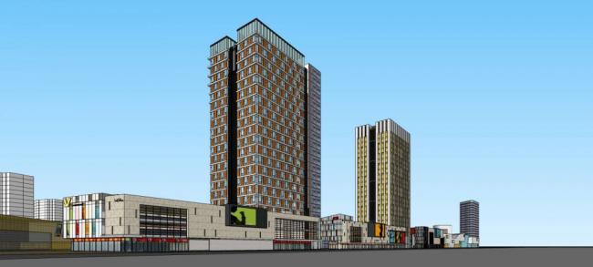 Sketchup综合体模型|高层商业综合体，现代风格，酒店办公，商业裙房