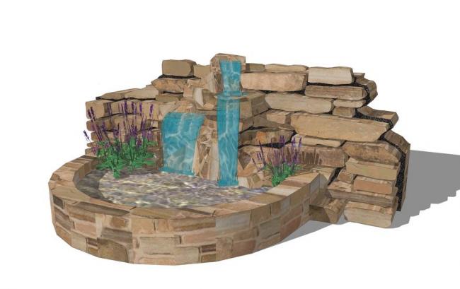 Sketchup景观模型|假山，景观，雕塑，跌水，石头，素材组件，现代风格