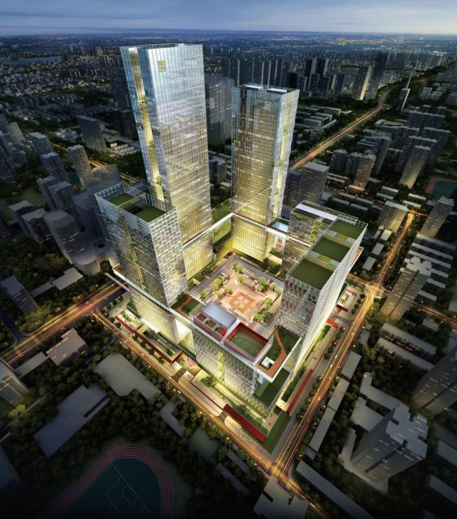 Sketchup综合体模型|超高层商业综合体，办公酒店，现代风格，商业裙房