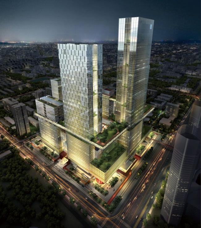 Sketchup综合体模型|超高层商业综合体，办公酒店，现代风格，商业裙房