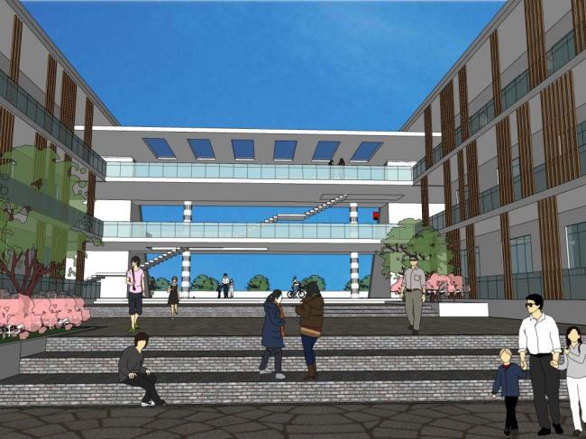 Sketchup学校模型|多层学校，小学，教学楼，教育建筑，现代风格