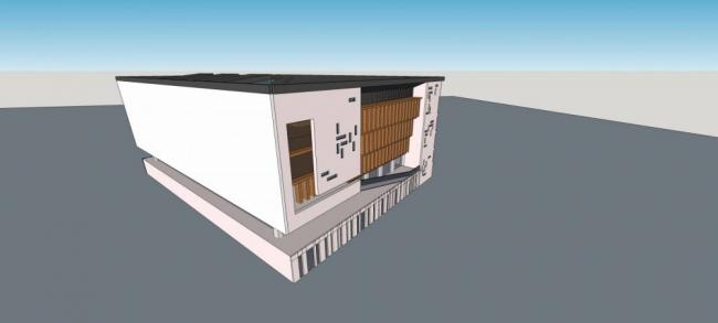 Sketchup文化模型|多层图书馆，文化建筑，新中式风格