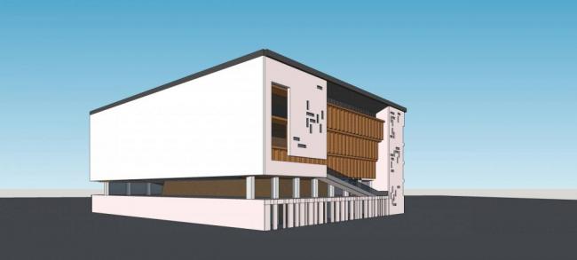 Sketchup文化模型|多层图书馆，文化建筑，新中式风格