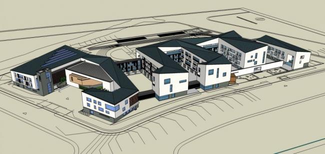 Sketchup学校模型|多层学校，教学楼，教育建筑，新中式风格