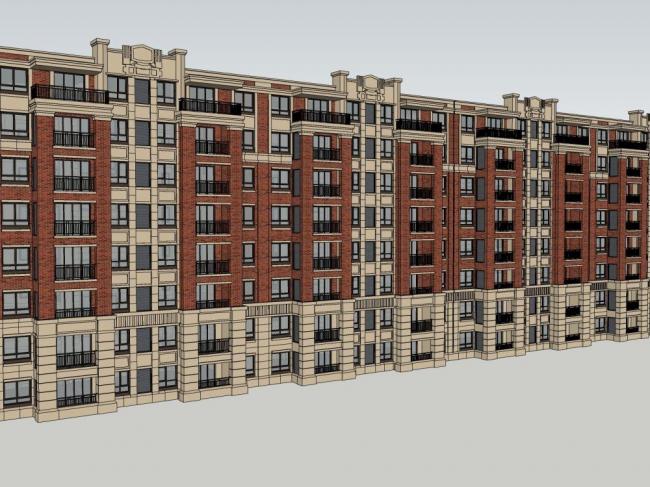 Sketchup住宅模型|小高层住宅，西方新古典，居住建筑