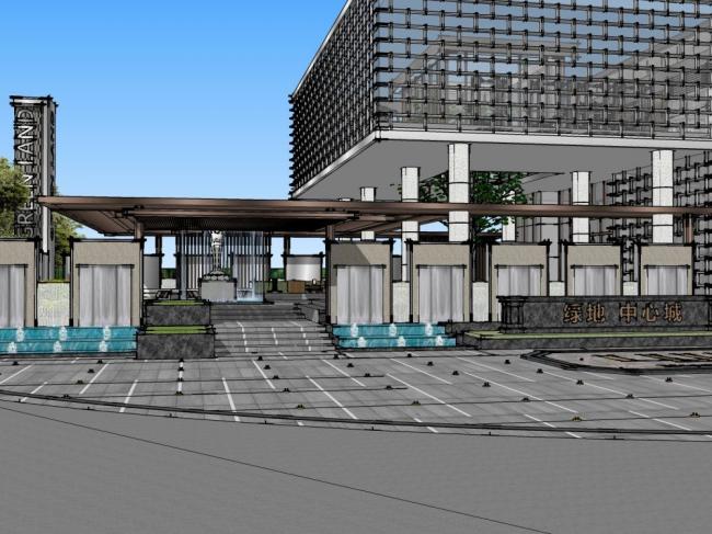 Sketchup商业模型|多层售楼处，商业建筑，现代风格