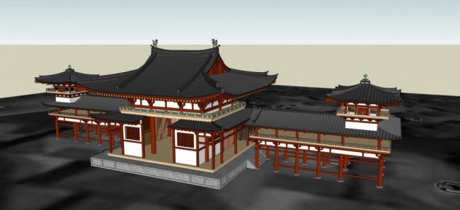 Sketchup古建筑模型|多层，古建，景观，入口，亭，中式风格，廊