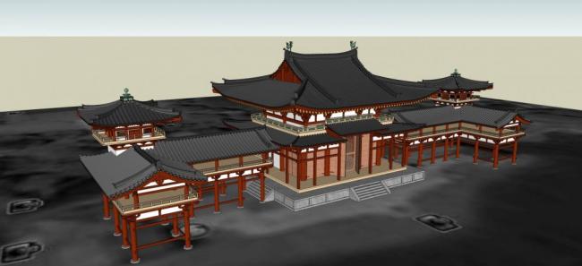 Sketchup古建筑模型|多层，古建，景观，入口，亭，中式风格，廊