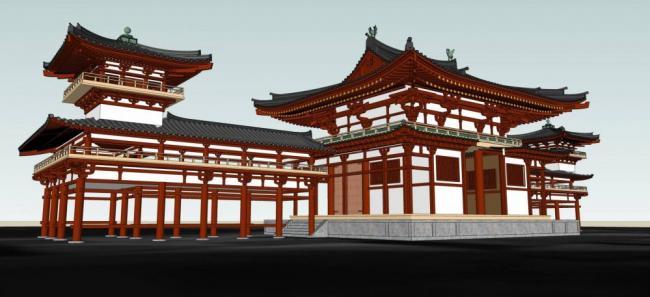 Sketchup古建筑模型|多层，古建，景观，入口，亭，中式风格，廊