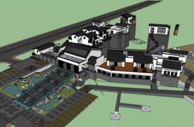 Sketchup商业模型|多层会所，商业建筑，中式风格-BIM建筑网