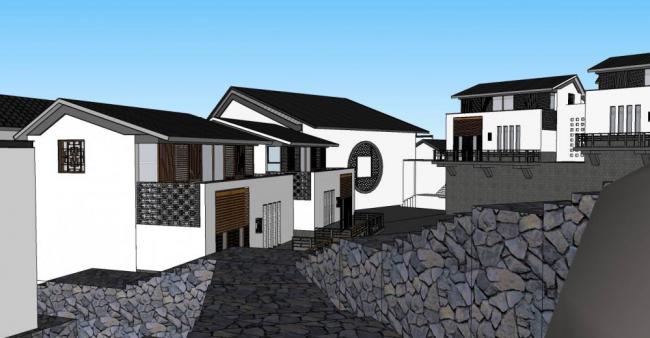 Sketchup商业模型|多层会所，商业建筑，中式风格