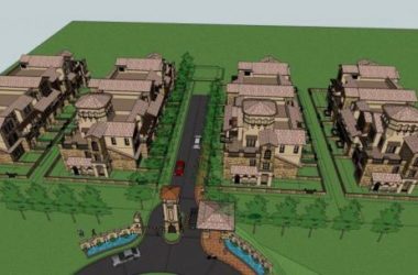 Sketchup住宅模型|联排别墅，多层，欧式，景观，塔，入口，居住建筑-BIM建筑网