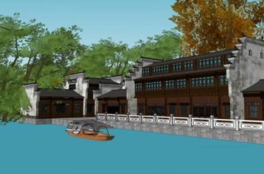 Sketchup商业模型|多层商业古街，徽派，中式风格-BIM建筑网