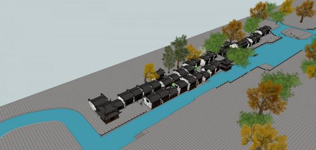 Sketchup商业模型|多层商业古街，徽派，中式风格