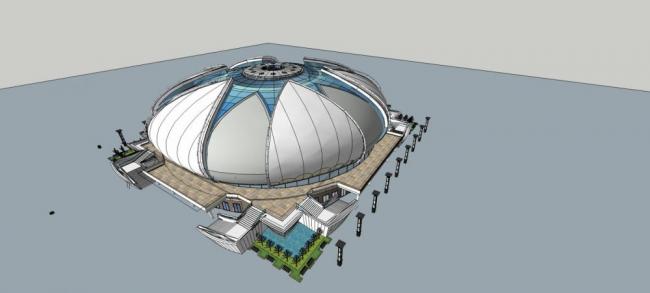 Sketchup体育馆模型|多层体育馆，体育观览，现代风格，莲花状